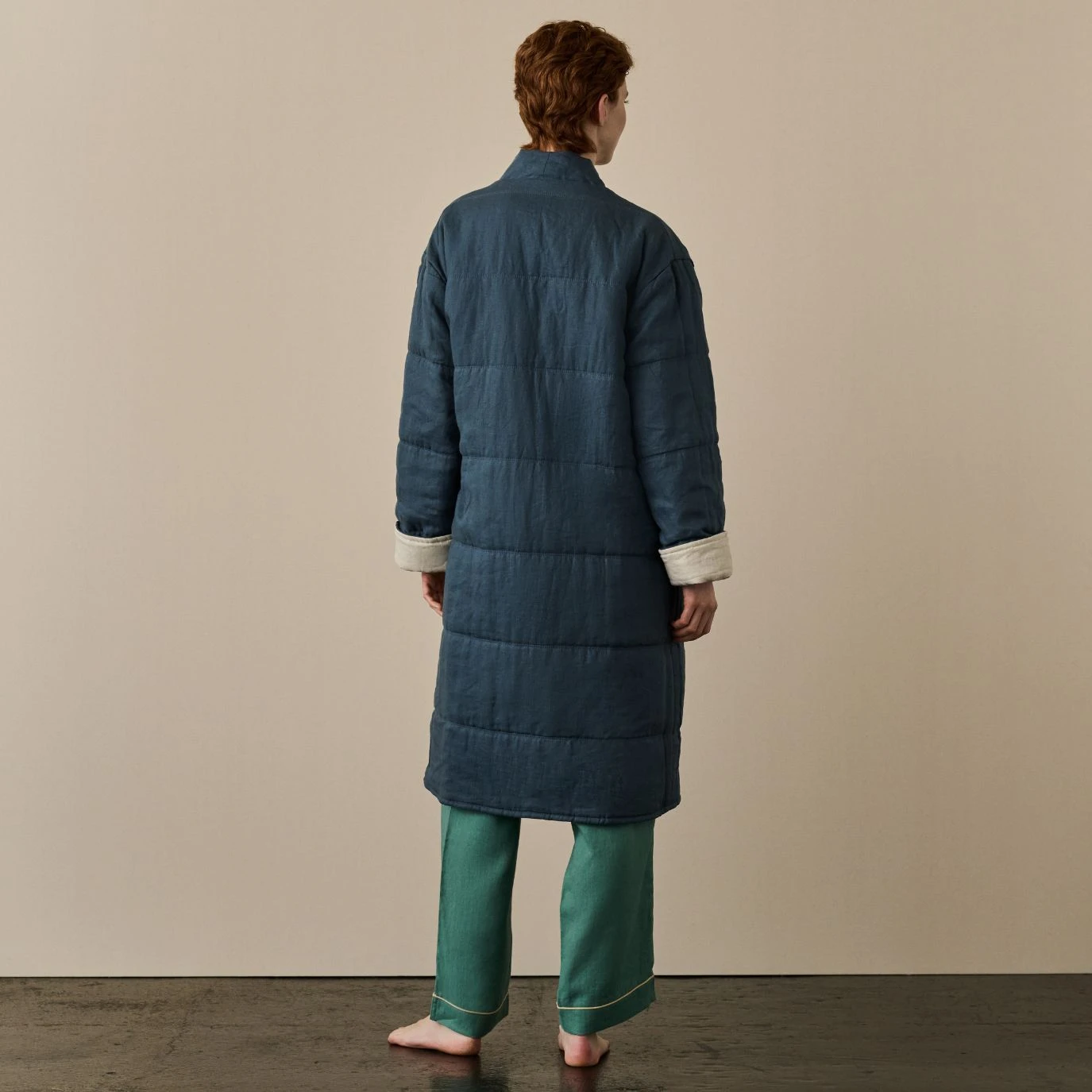 Deep Teal Linen Housecoat 9 Deep Teal Linen Housecoat - Image 7