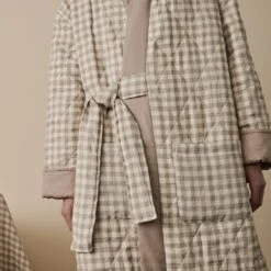 Mushroom Gingham Linen Housecoat -Home Luxury Store 2 36d2f445 4916 498c 881f deca4d205e11
