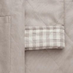 Mushroom Gingham Linen Housecoat -Home Luxury Store 4 1275f5cc 591f 4ce5 a59a 2f6282142366