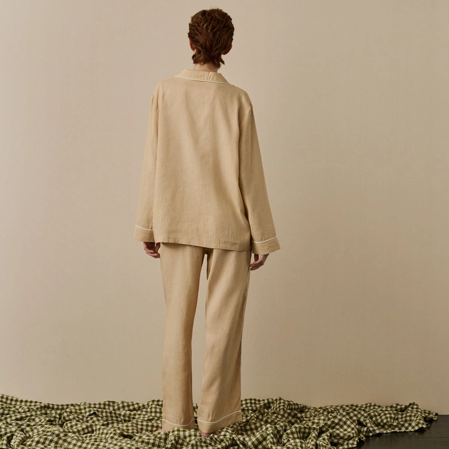 Almond Linen Tencel Women's Pyjama Trouser Set 4 Almond Linen Tencel Women's Pyjama Trouser Set - Image 2