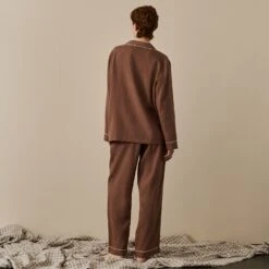 Barley Brown Linen Tencel Pyjama Trouser Set -Home Luxury Store BarleyBrownLinenTencilWomen sPyjamaTrouserSet 1043