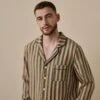 Blue & Porcini Striped Linen Tencel Men's PJ Shirt
