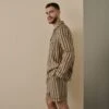 Blue & Porcini Striped Linen Tencel Men's PJ Short Set -Home Luxury Store BlueandPorciniStripeLinenTencilMen sPyjamaShortsSet 5177