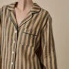 Blue & Porcini Striped Linen Tencel Women's PJ Shirt 1 Blue & Porcini Striped Linen Tencel Women's PJ Shirt -Home Luxury Store BlueandPorciniStripeLinenTencilWomen sPyjamaShortsSet 3601