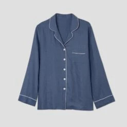 Blueberry Linen Pyjama Shirt (Top Only) -Home Luxury Store Blueberry Linen Pyjama Shirt Piglet in Bed