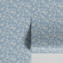 Warm Blue Camille Floral Wallpaper