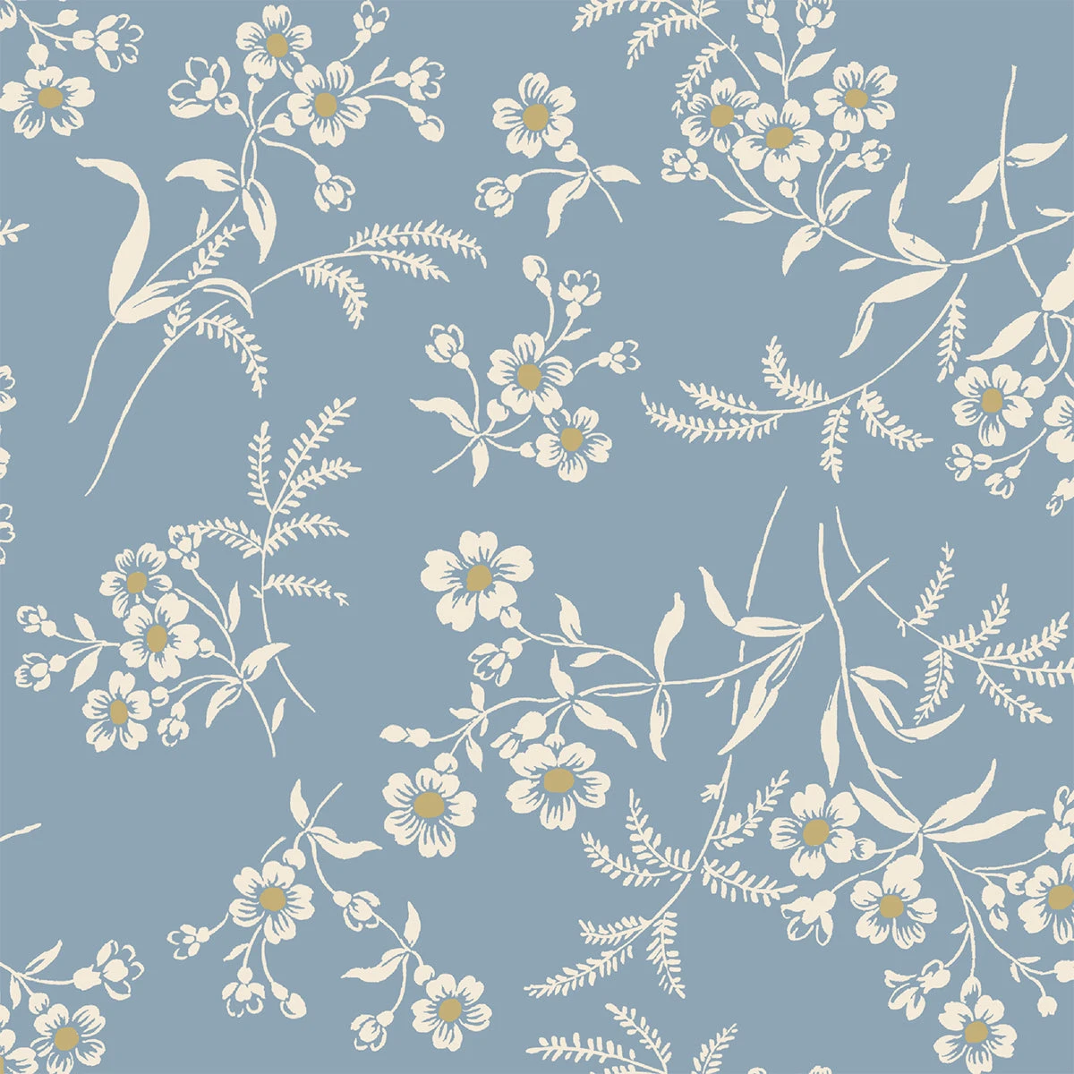 Warm Blue Camille Floral Wallpaper 4 Warm Blue Camille Floral Wallpaper - Image 2