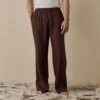 Men's Conker Brown Linen Tencel Pyjama Trousers