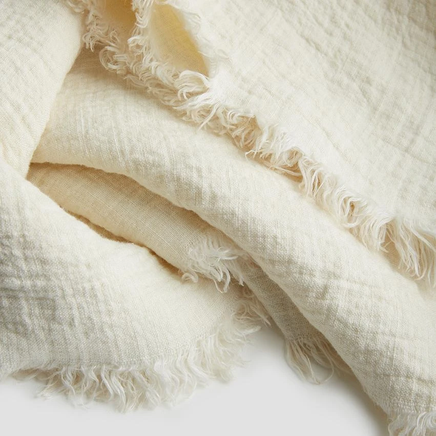 Cream Linen Crinkle Throw 3 Cream Linen Crinkle Throw
