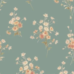 Laurel Green Daisy Bouquet Wallpaper -Home Luxury Store Daisy Bouquet Laurel Green 2