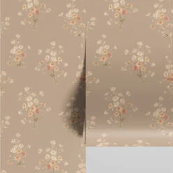 Warm Taupe Daisy Bouquet Wallpaper