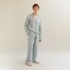 Men's Warm Blue Gingham Linen Pyjama Trouser Set -Home Luxury Store EG PIGLET ECOMM LOWRES 1191