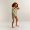 Botanical Green Gingham Linen Pyjama Shorts Set