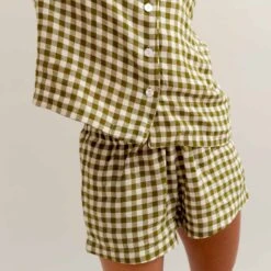 Botanical Green Gingham Linen Pyjama Shorts Set -Home Luxury Store EG PIGLET ECOMM LOWRES 1374 9b442861 fc25 4310 afa9 a96580f0e2d2