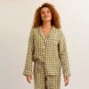Botanical Green Gingham Linen Pyjama Shirt