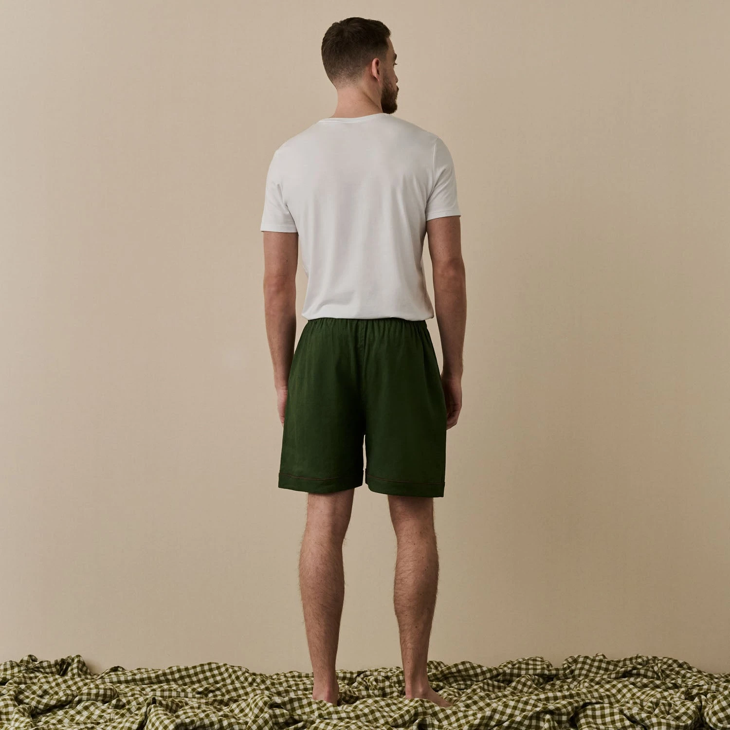 Fern Green Linen Tencel Men's Pyjama Shorts 4 Fern Green Linen Tencel Men's Pyjama Shorts - Image 2