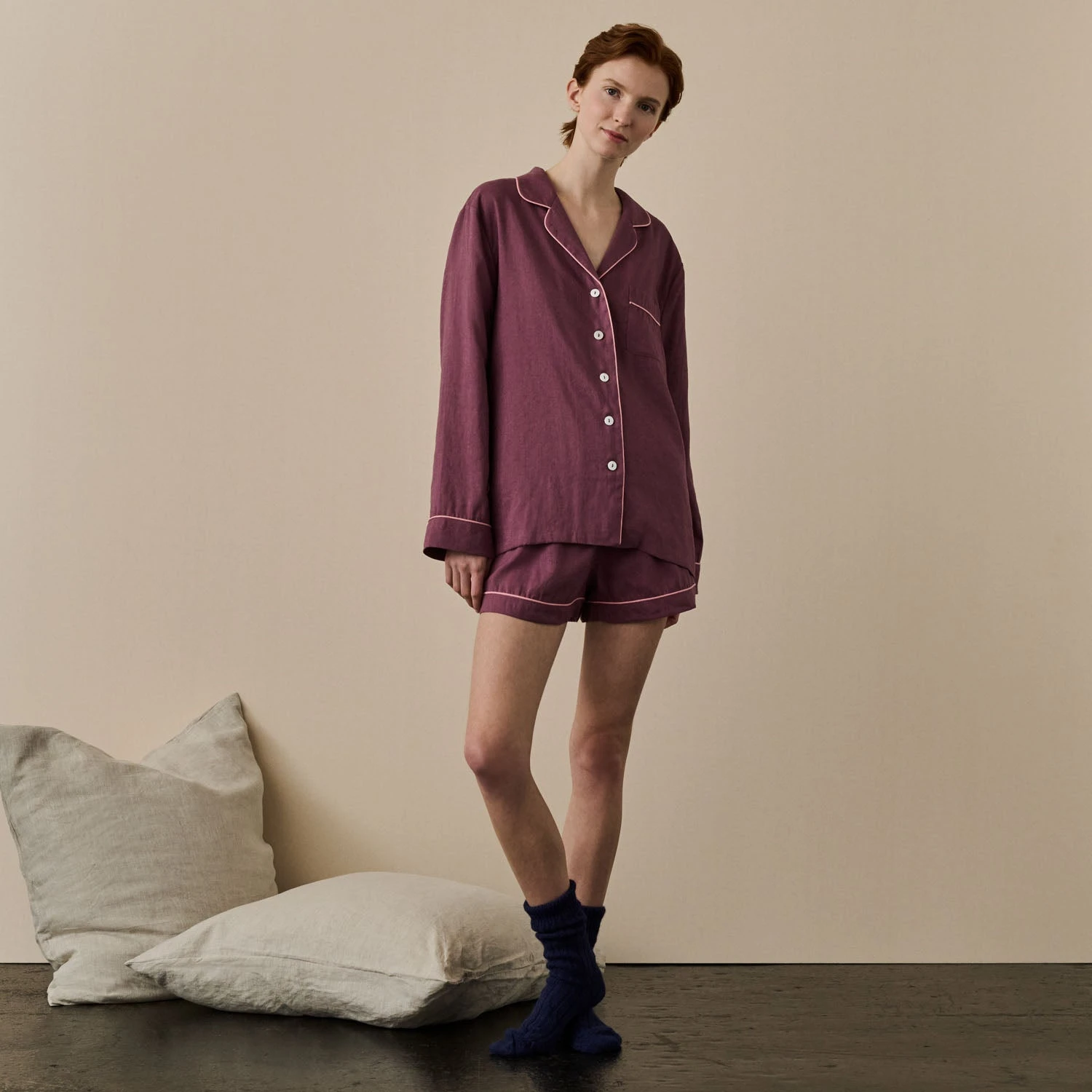 Fresh Fig Linen Tencel Pyjama Shorts Set 4 Fresh Fig Linen Tencel Pyjama Shorts Set - Image 2