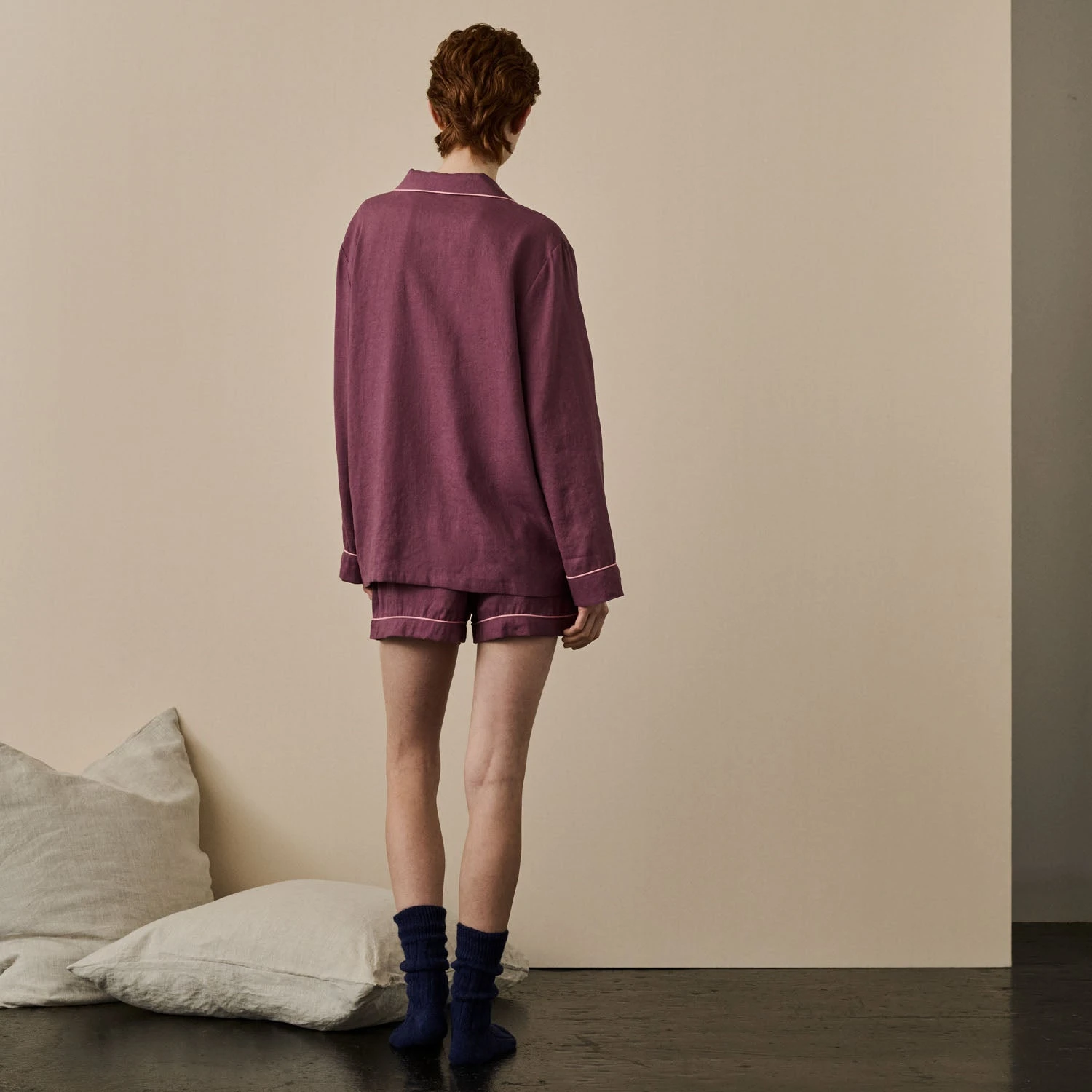 Fresh Fig Linen Tencel Pyjama Shorts Set 5 Fresh Fig Linen Tencel Pyjama Shorts Set - Image 3