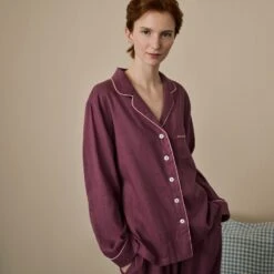 Fresh Fig Linen Tencel Pyjama Shirt