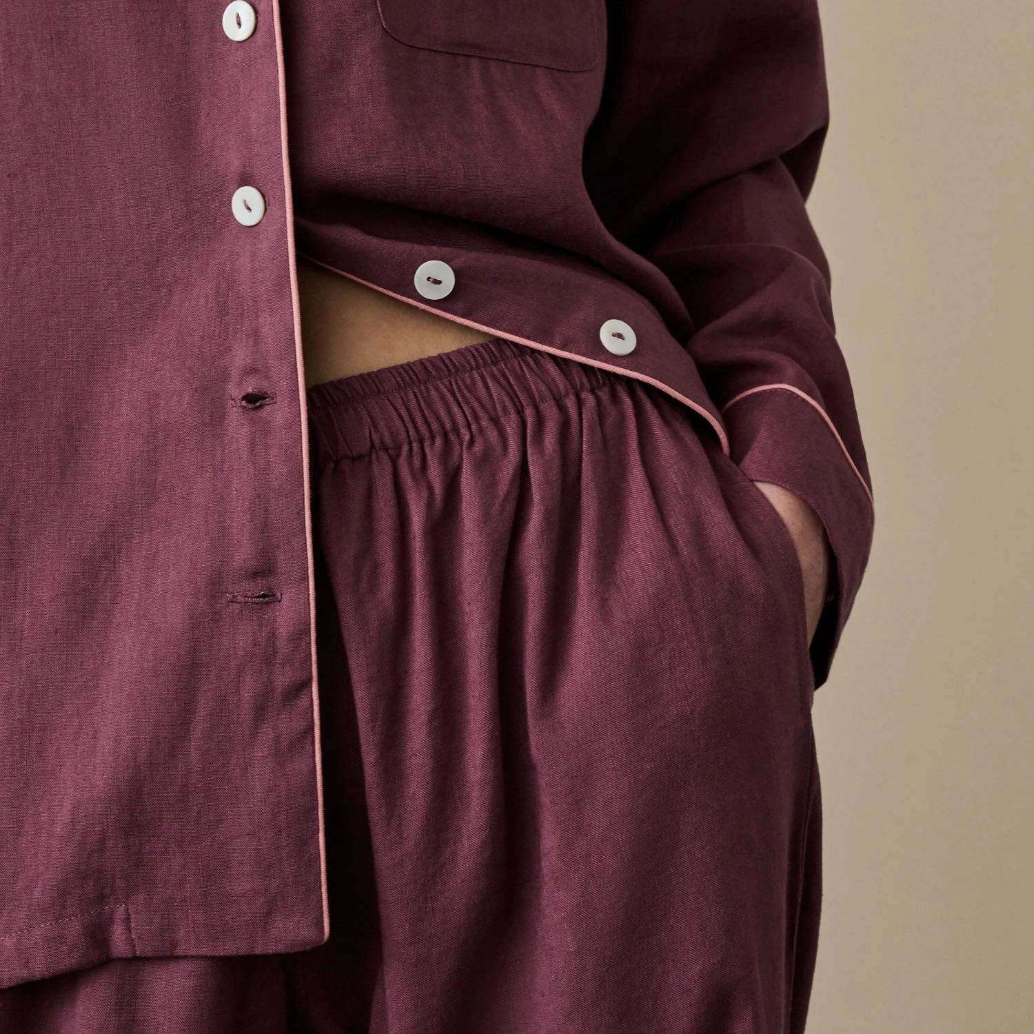 Fresh Fig Linen Tencel Pyjama Trousers 5 Fresh Fig Linen Tencel Pyjama Trousers - Image 3