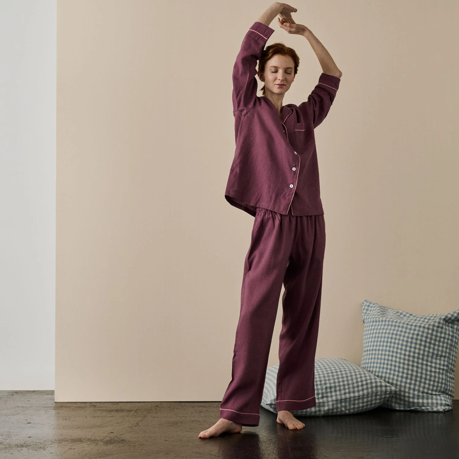Fresh Fig Linen Tencel Pyjama Trousers 3 Fresh Fig Linen Tencel Pyjama Trousers