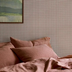 Barley Brown Gingham Wallpaper -Home Luxury Store Gingham Barley Brown 3