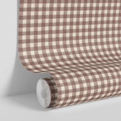 Barley Brown Gingham Wallpaper -Home Luxury Store Gingham Barley Brown 4