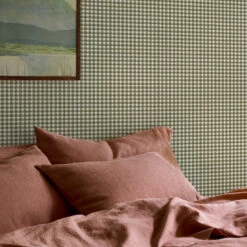 Botanical Green Gingham Wallpaper -Home Luxury Store Gingham Botanical Green 3