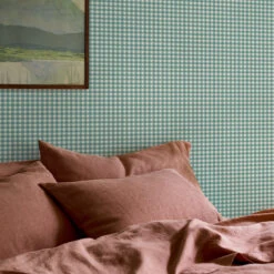 Faded Teal Gingham Wallpaper -Home Luxury Store Gingham Faded Teal 3