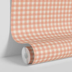 Peach Gingham Wallpaper -Home Luxury Store Gingham Peach 4