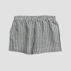 Midnight Stripe Cami Pyjama Set -Home Luxury Store Linen Pyjama Cami Set Midnight Piglet in Bed 2