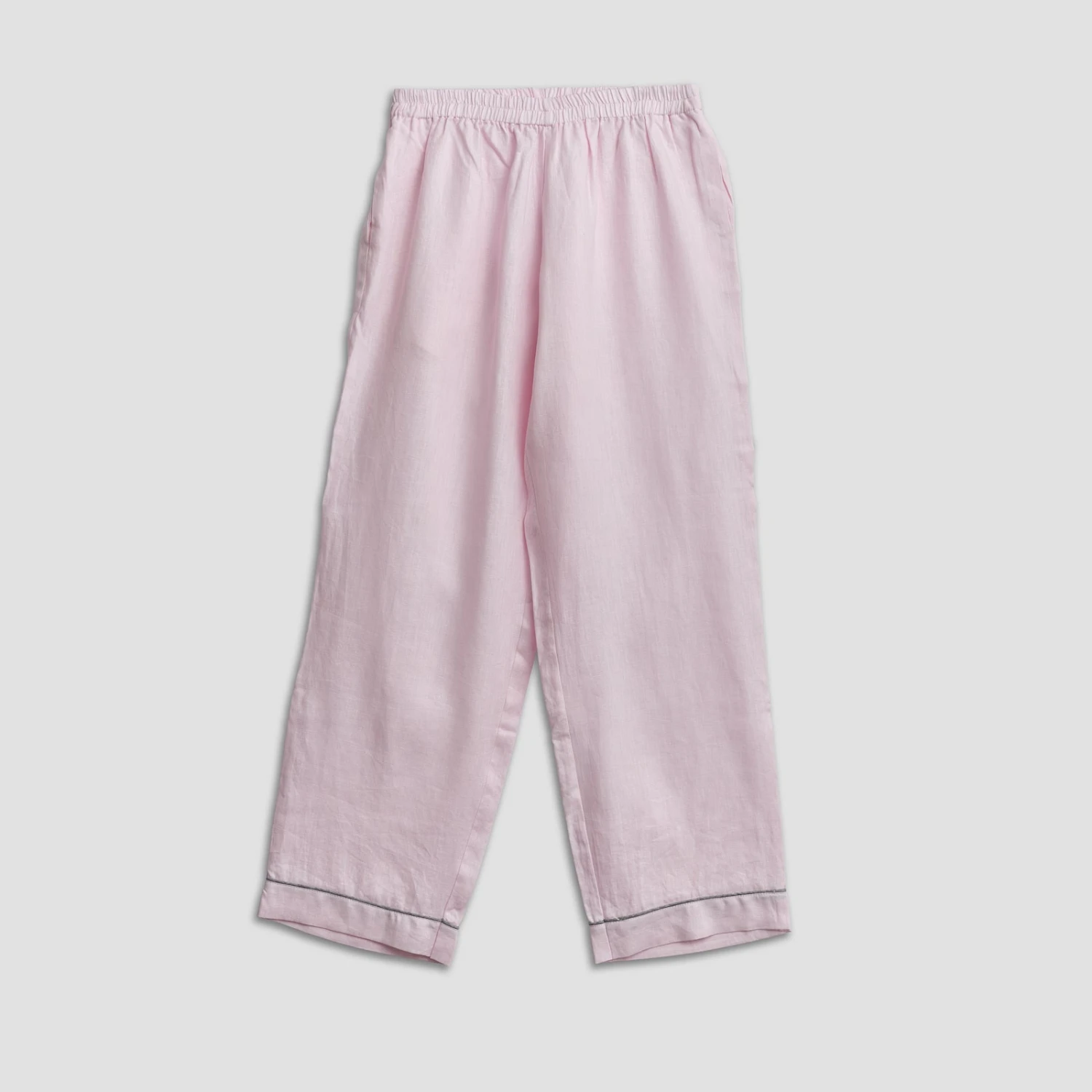 Blush Pink Linen Pyjama Trousers 4 Blush Pink Linen Pyjama Trousers - Image 2