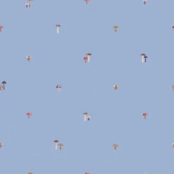 Meadow Blue Mushrooms Wallpaper -Home Luxury Store Mushroom Meadow Blue 2