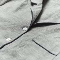 Grey Linen Pyjama Shirt (Top Only) -Home Luxury Store Pajama Shirt Grey PigletinBed ii