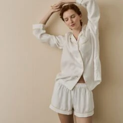Pearl Linen Tencel Women's Pyjama Shorts Set