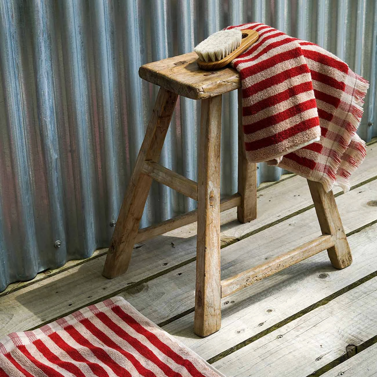 Sandstone Red Pembroke Stripe Cotton Hand Towel 3 Sandstone Red Pembroke Stripe Cotton Hand Towel