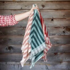 Pine Green Pembroke Stripe Cotton Hand Towel -Home Luxury Store Piglet in Bed Bathroom Collection Pembroke Stripe Cotton Hand Towels 1
