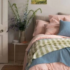 Apple Checked Stripe Wool Blanket 12 Apple Checked Stripe Wool Blanket -Home Luxury Store Piglet in Bed Checked Stripe Wool Blanket Apple Lifestyle 2