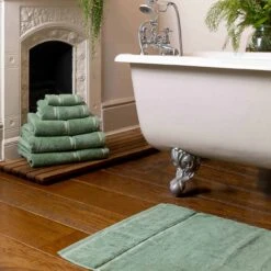 Meadow Green Bath Mat -Home Luxury Store Piglet in Bed Cotton Towels Meadow Green Lifestyle 1300x1300 2
