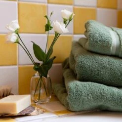 Meadow Green Hand Towel -Home Luxury Store Piglet in Bed Cotton Towels Meadow Green Lifestyle 1300x1300 20