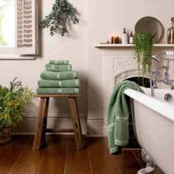 Meadow Green Hand Towel -Home Luxury Store Piglet in Bed Cotton Towels Meadow Green Lifestyle 1300x1300 5