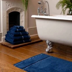 Moonlit Blue Bath Mat -Home Luxury Store Piglet in Bed Cotton Towels Moonlit Blue Lifestyle 1300x1300 3