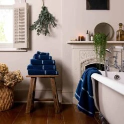 Moonlit Blue Hand Towel -Home Luxury Store Piglet in Bed Cotton Towels Moonlit Blue Lifestyle 1300x1300 8