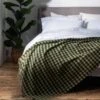 Botanical Green Gingham Wool Blanket 2 Botanical Green Gingham Wool Blanket -Home Luxury Store Piglet in Bed Gingham Wool Blanket Botanical Green Lifestyle 1