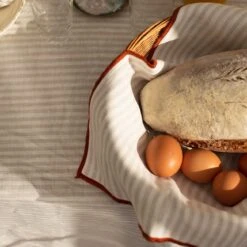 Oatmeal Stripe Linen Napkins Set Of 4 11 Oatmeal Stripe Linen Napkins Set Of 4 -Home Luxury Store Piglet in Bed Linen Napkin Set Oatmeal Stripe Lifestyle 17