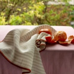 Oatmeal Stripe Linen Napkins Set Of 4 10 Oatmeal Stripe Linen Napkins Set Of 4 -Home Luxury Store Piglet in Bed Linen Napkin Set Oatmeal Stripe Lifestyle 4