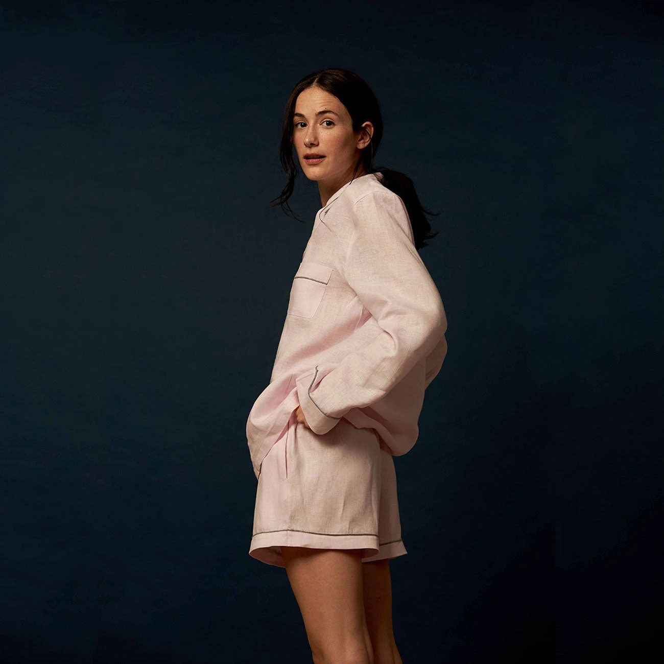 Blush Pink Linen Pyjama Shorts 3 Blush Pink Linen Pyjama Shorts