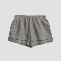 Grey Linen Pyjama Shorts Set 10 Grey Linen Pyjama Shorts Set -Home Luxury Store Piglet in Bed Linen Pyjama Shorts Set Grey 5