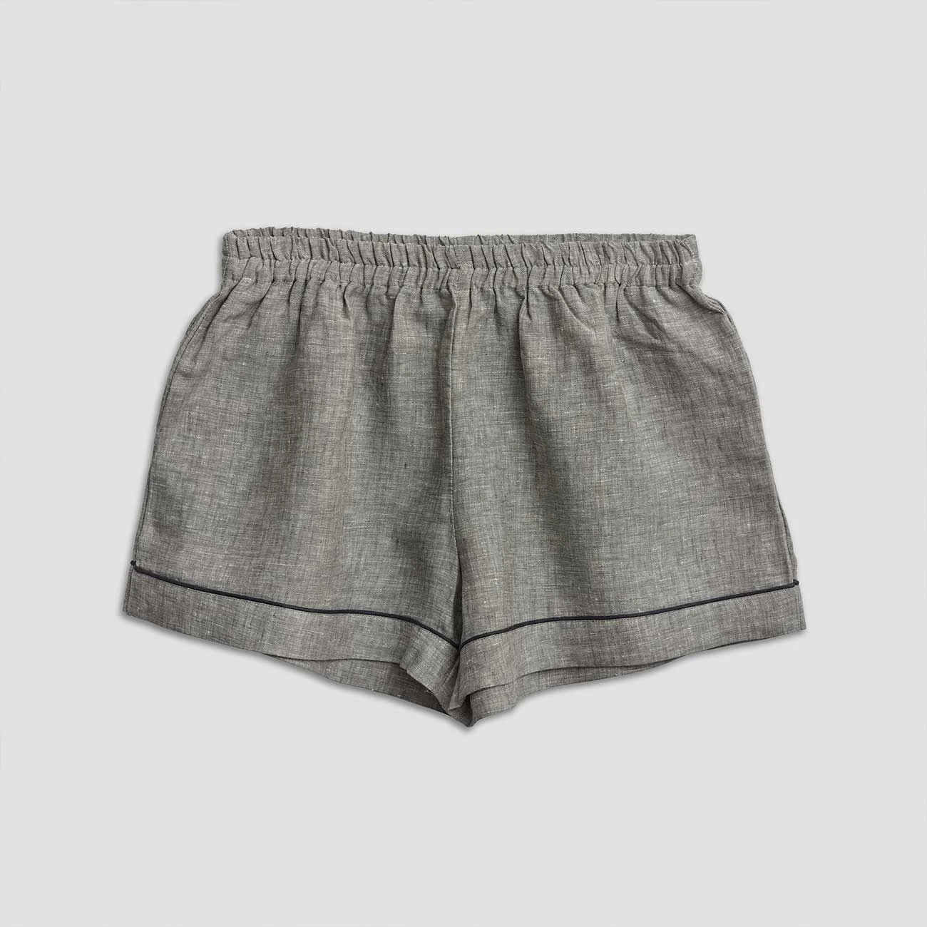Grey Linen Pyjama Shorts Set 5 Grey Linen Pyjama Shorts Set - Image 3