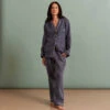Blueberry Linen Pyjama Trouser Set -Home Luxury Store Piglet in Bed Linen Pyjama Trouser Set Blueberry 1